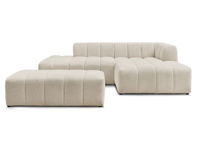 Bobochic, Ecksofa mit Hocker BOBOCHIC ANNECY Boucle-Stoff beige