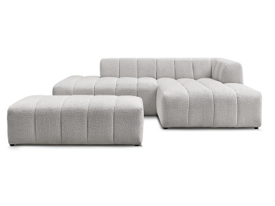 Bobochic, Ecksofa mit Hocker BOBOCHIC ANNECY Boucle-Stoff hellgrau