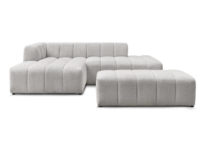 Bobochic, Ecksofa mit Hocker BOBOCHIC ANNECY Boucle-Stoff hellgrau