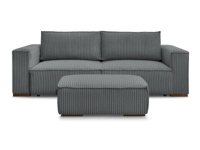 Bobochic, 3er Sofa mit Hocker BOBOCHIC CHELSEA Cord-Stoff dunkelgrau, 3er Sofa mit Hocker BOBOCHIC CHELSEA Cord-Stoff dunkelgrau