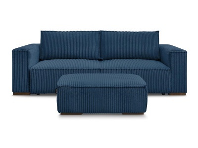 Bobochic, 3er Sofa mit Hocker BOBOCHIC CHELSEA Cord-Stoff dunkelblau, 3er Sofa mit Hocker BOBOCHIC CHELSEA Cord-Stoff dunkelblau