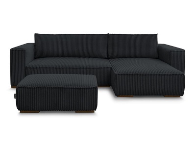Bobochic, Ecksofa mit Hocker BOBOCHIC CHELSEA Cord-Stoff schwarz