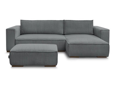 Bobochic, Ecksofa mit Hocker BOBOCHIC CHELSEA Cord-Stoff dunkelgrau