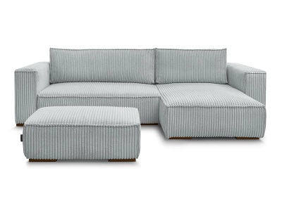 Bobochic, Ecksofa mit Hocker BOBOCHIC CHELSEA Cord-Stoff hellgrau