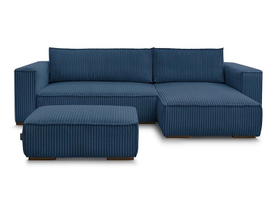 Bobochic, Ecksofa mit Hocker BOBOCHIC CHELSEA Cord-Stoff dunkelblau