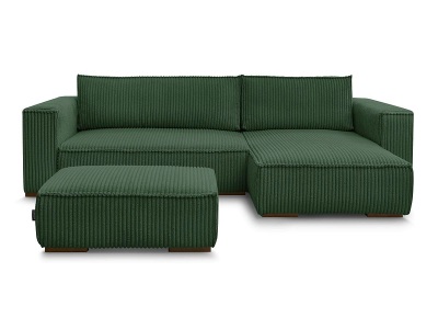 Bobochic, Ecksofa mit Hocker BOBOCHIC CHELSEA Cord-Stoff grün