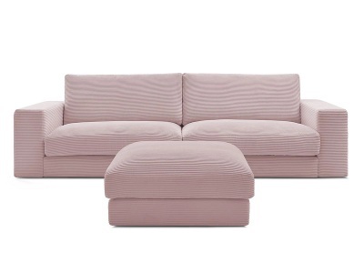 Bobochic, 3er Sofa mit Hocker BOBOCHIC LEONARD Cord-Stoff violett, 3er Sofa mit Hocker BOBOCHIC LEONARD Cord-Stoff violett