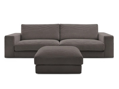 Bobochic, 3er Sofa mit Hocker BOBOCHIC LEONARD Cord-Stoff rotbraun, 3er Sofa mit Hocker BOBOCHIC LEONARD Cord-Stoff rotbraun