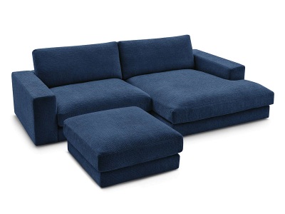 Bobochic, Ecksofa mit Hocker BOBOCHIC LEONARD Stoff mit Textur dunkelblau