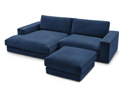 Bobochic, Ecksofa mit Hocker BOBOCHIC LEONARD Stoff mit Textur dunkelblau