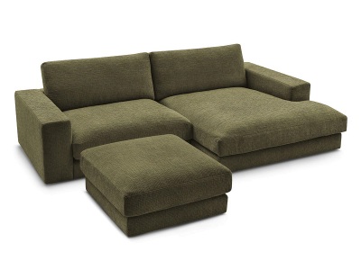 Bobochic, Ecksofa mit Hocker BOBOCHIC LEONARD Stoff mit Textur grün