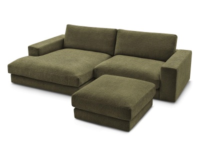 Bobochic, Ecksofa mit Hocker BOBOCHIC LEONARD Stoff mit Textur grün