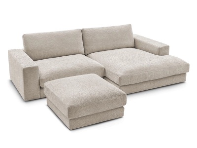 Bobochic, Ecksofa mit Hocker BOBOCHIC LEONARD Stoff mit Textur beige