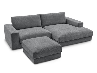 Bobochic, Ecksofa mit Hocker BOBOCHIC LEONARD Stoff mit Textur dunkelgrau