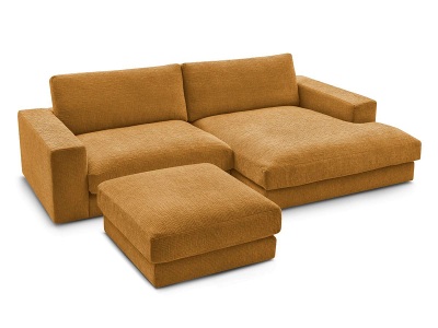 Bobochic, Ecksofa mit Hocker BOBOCHIC LEONARD Stoff mit Textur gelb