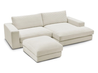 Bobochic, Ecksofa mit Hocker BOBOCHIC LEONARD Cord-Stoff beige