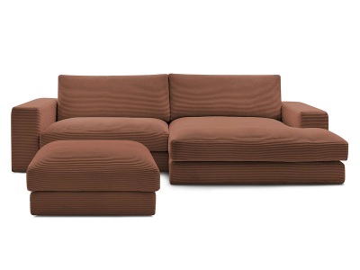 Bobochic, Ecksofa mit Hocker BOBOCHIC LEONARD Cord-Stoff orange