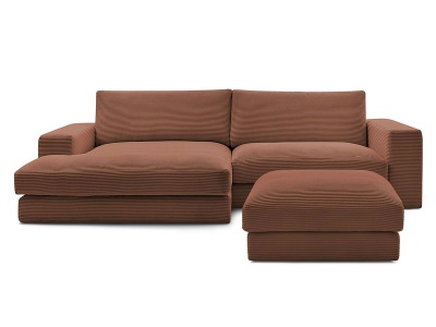 Bobochic, Ecksofa mit Hocker BOBOCHIC LEONARD Cord-Stoff orange