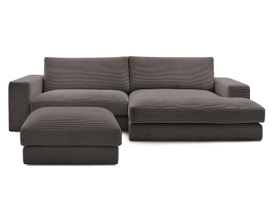 Bobochic, Ecksofa mit Hocker BOBOCHIC LEONARD Cord-Stoff rotbraun
