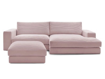 Bobochic, Ecksofa mit Hocker BOBOCHIC LEONARD Cord-Stoff violett