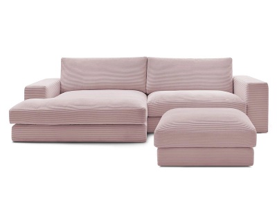 Bobochic, Ecksofa mit Hocker BOBOCHIC LEONARD Cord-Stoff violett