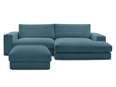 Bobochic, Ecksofa mit Hocker BOBOCHIC LEONARD Cord-Stoff hellblau