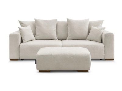 Bobochic, 3er Sofa mit Hocker BOBOCHIC SIDONIE Stoff chiniert beige, 3er Sofa mit Hocker BOBOCHIC SIDONIE Stoff chiniert beige