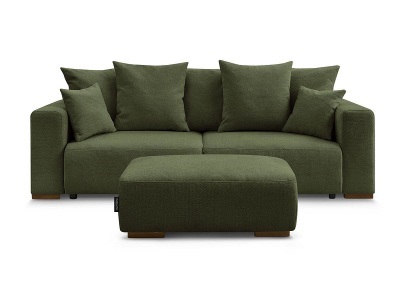 Bobochic, 3er Sofa mit Hocker BOBOCHIC SIDONIE Stoff chiniert grün