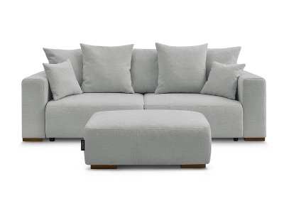 Bobochic, 3er Sofa mit Hocker BOBOCHIC SIDONIE Stoff chiniert hellgrau