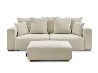 Bobochic, 3er Sofa mit Hocker BOBOCHIC SIDONIE Cord-Stoff beige, 3er Sofa mit Hocker BOBOCHIC SIDONIE Cord-Stoff beige