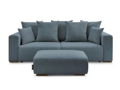 Bobochic, 3er Sofa mit Hocker BOBOCHIC SIDONIE Cord-Stoff dunkelblau, 3er Sofa mit Hocker BOBOCHIC SIDONIE Cord-Stoff dunkelblau