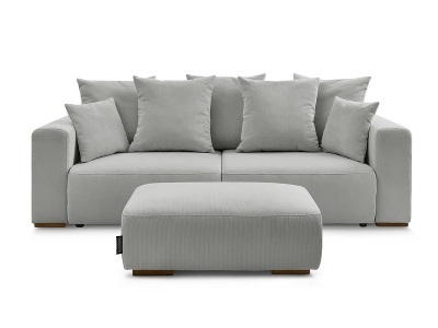 Bobochic, 3er Sofa mit Hocker BOBOCHIC SIDONIE Cord-Stoff hellgrau, 3er Sofa mit Hocker BOBOCHIC SIDONIE Cord-Stoff hellgrau