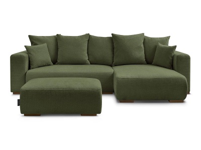 Bobochic, Ecksofa mit Hocker BOBOCHIC SIDONIE Stoff chiniert grün