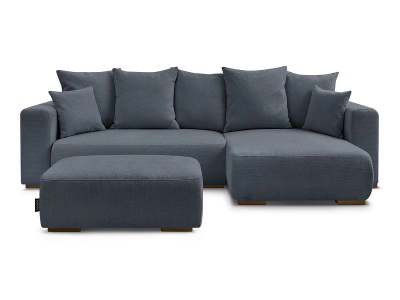 Bobochic, Ecksofa mit Hocker BOBOCHIC SIDONIE Stoff chiniert dunkelblau