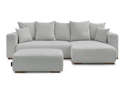 Bobochic, Ecksofa mit Hocker BOBOCHIC SIDONIE Stoff chiniert hellgrau