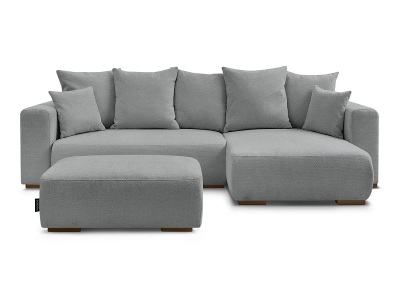 Bobochic, Ecksofa mit Hocker BOBOCHIC SIDONIE Stoff chiniert dunkelgrau