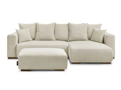 Bobochic, Ecksofa mit Hocker BOBOCHIC SIDONIE Cord-Stoff beige
