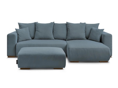 Bobochic, Ecksofa mit Hocker BOBOCHIC SIDONIE Cord-Stoff dunkelblau