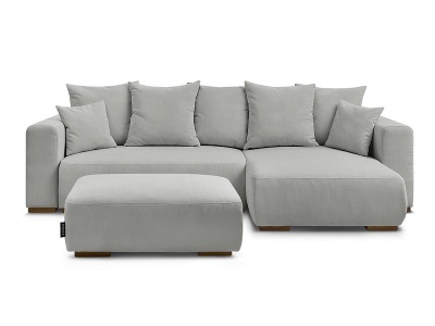 Bobochic, Ecksofa mit Hocker BOBOCHIC SIDONIE Cord-Stoff hellgrau
