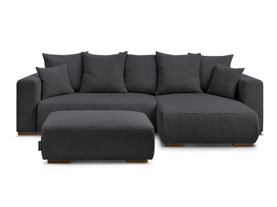 Bobochic, Ecksofa mit Hocker BOBOCHIC SIDONIE Cord-Stoff schwarz