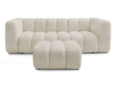 Bobochic, 3er Sofa mit Hocker BOBOCHIC TALIA Boucle-Stoff beige