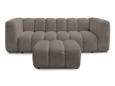 Bobochic, 3er Sofa mit Hocker BOBOCHIC TALIA Boucle-Stoff rotbraun, 3er Sofa mit Hocker BOBOCHIC TALIA Boucle-Stoff rotbraun
