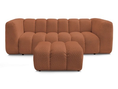 Bobochic, 3er Sofa mit Hocker BOBOCHIC TALIA Boucle-Stoff orange