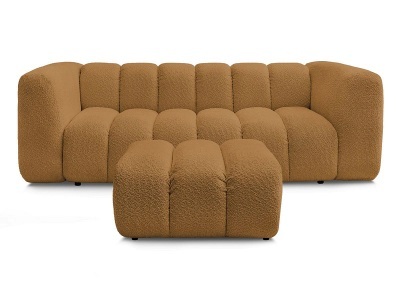 Bobochic, 3er Sofa mit Hocker BOBOCHIC TALIA Boucle-Stoff gelb