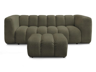 Bobochic, 3er Sofa mit Hocker BOBOCHIC TALIA Boucle-Stoff grün, 3er Sofa mit Hocker BOBOCHIC TALIA Boucle-Stoff grün