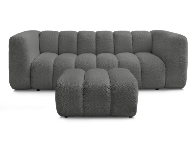 Bobochic, 3er Sofa mit Hocker BOBOCHIC TALIA Boucle-Stoff dunkelgrau, 3er Sofa mit Hocker BOBOCHIC TALIA Boucle-Stoff dunkelgrau