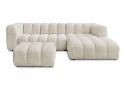 Bobochic, Ecksofa mit Hocker BOBOCHIC TALIA Boucle-Stoff beige