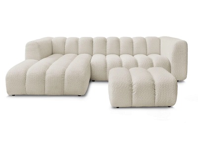 Bobochic, Ecksofa mit Hocker BOBOCHIC TALIA Boucle-Stoff beige