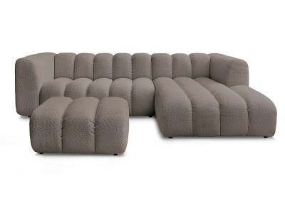 Bobochic, Ecksofa mit Hocker BOBOCHIC TALIA Boucle-Stoff rotbraun