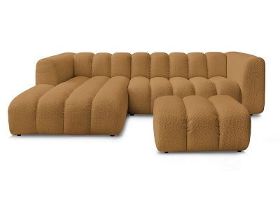 Bobochic, Ecksofa mit Hocker BOBOCHIC TALIA Boucle-Stoff gelb